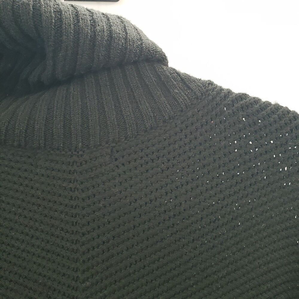 Banana Republic Black Turtleneck Sweater Shawl Womens Medium Large Wool Ribbed - Picture 7 of 10